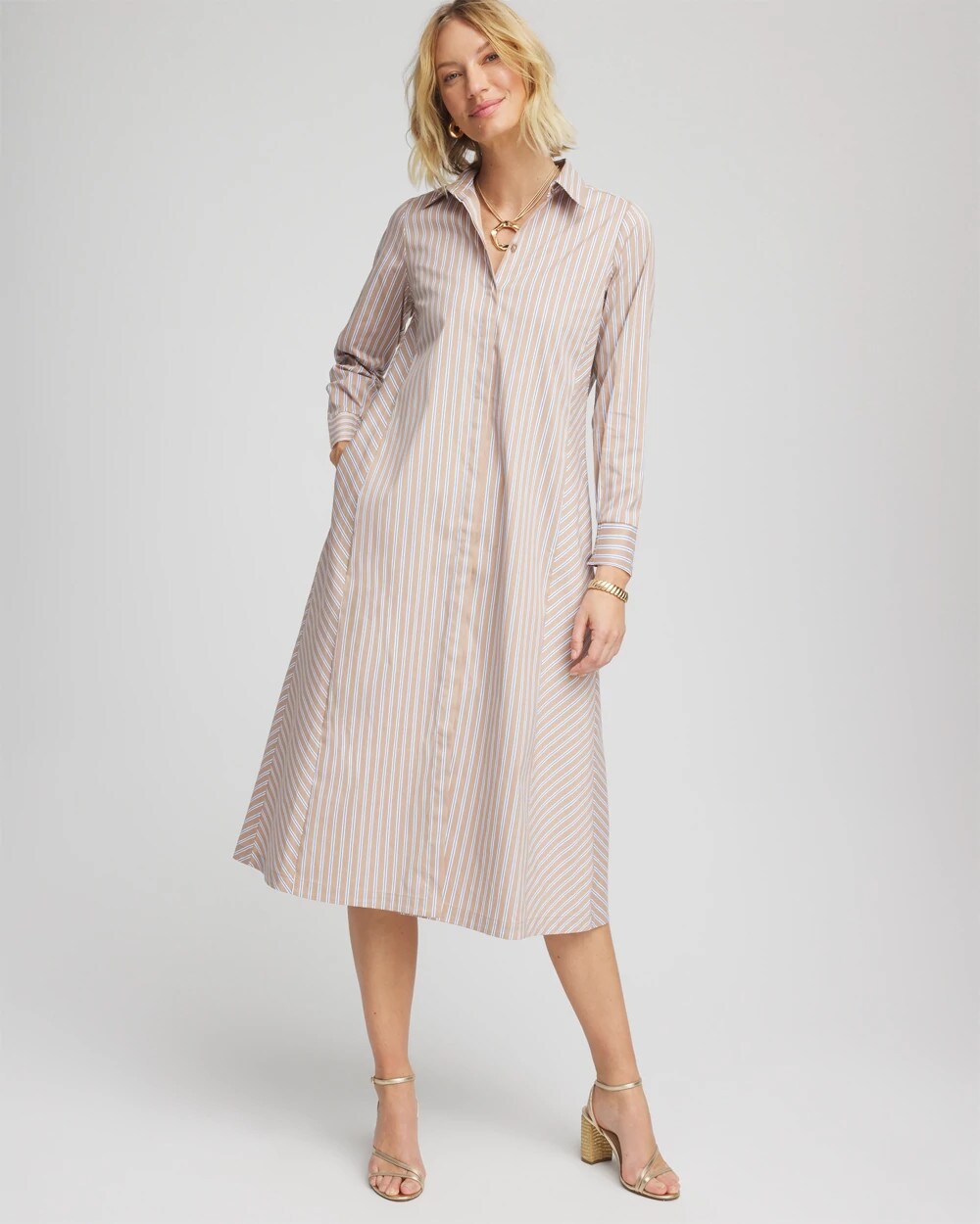 Chico's Best Price - Vanilla Chai Striped Shirtdress Vanilla Chai