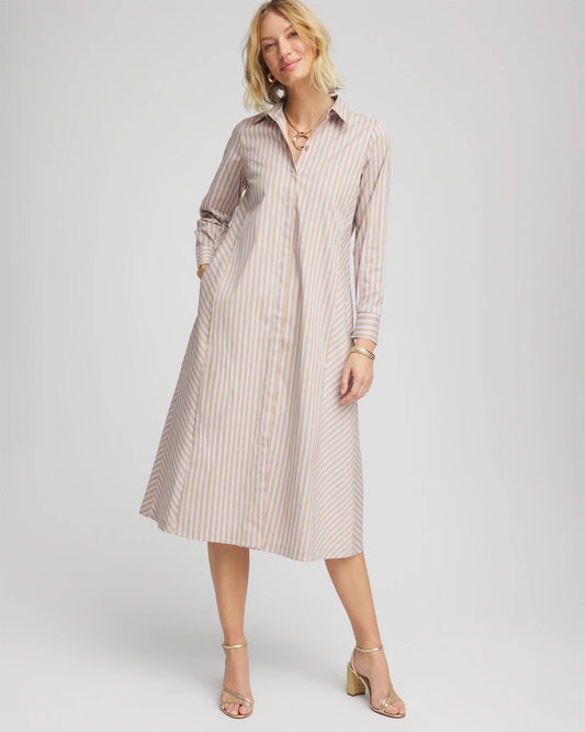 Chico's Best Price - Vanilla Chai Striped Shirtdress Vanilla Chai