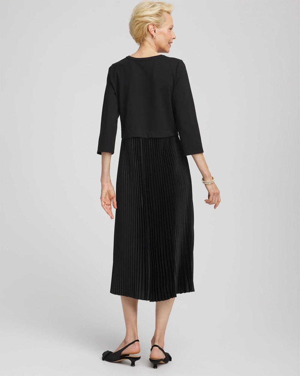 Chico's Customer Favorite - Satin-Knit Pleated Maxi Dress Black