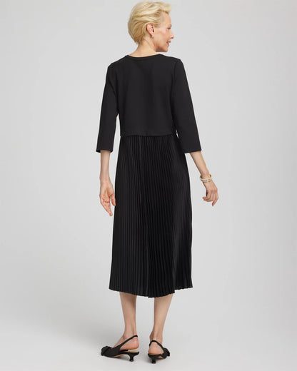 Chico's Customer Favorite - Satin-Knit Pleated Maxi Dress Black