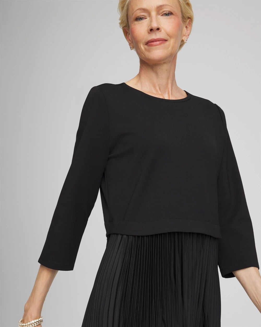 Chico's Customer Favorite - Satin-Knit Pleated Maxi Dress Black