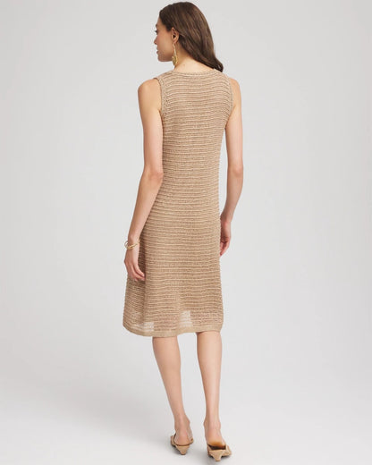 Chico's Hot Sale - Crochet-Knit Sequins Tank Dress Cafe Aroma