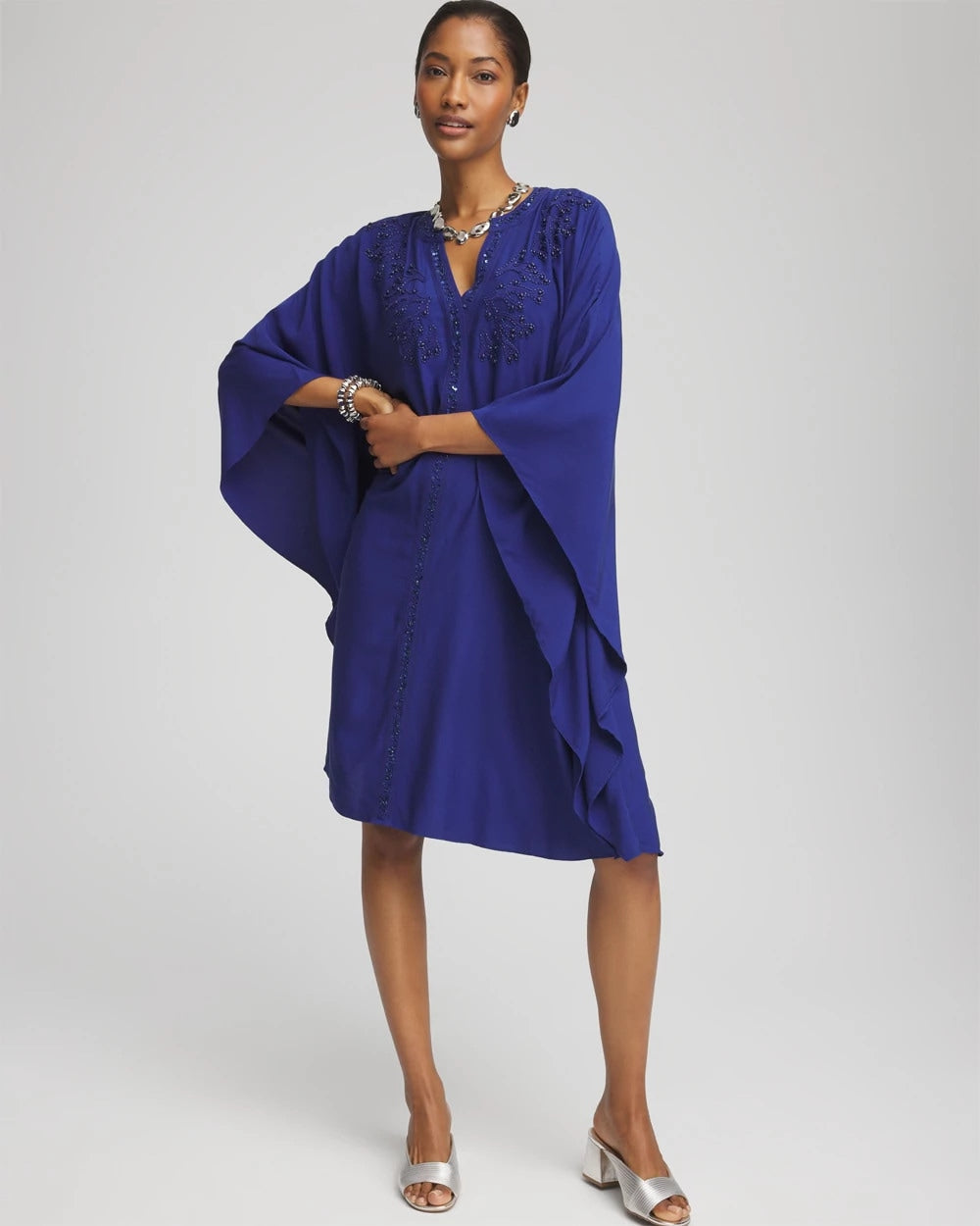 Chico's Featured - Embellished Kaftan Dress Blue Casa