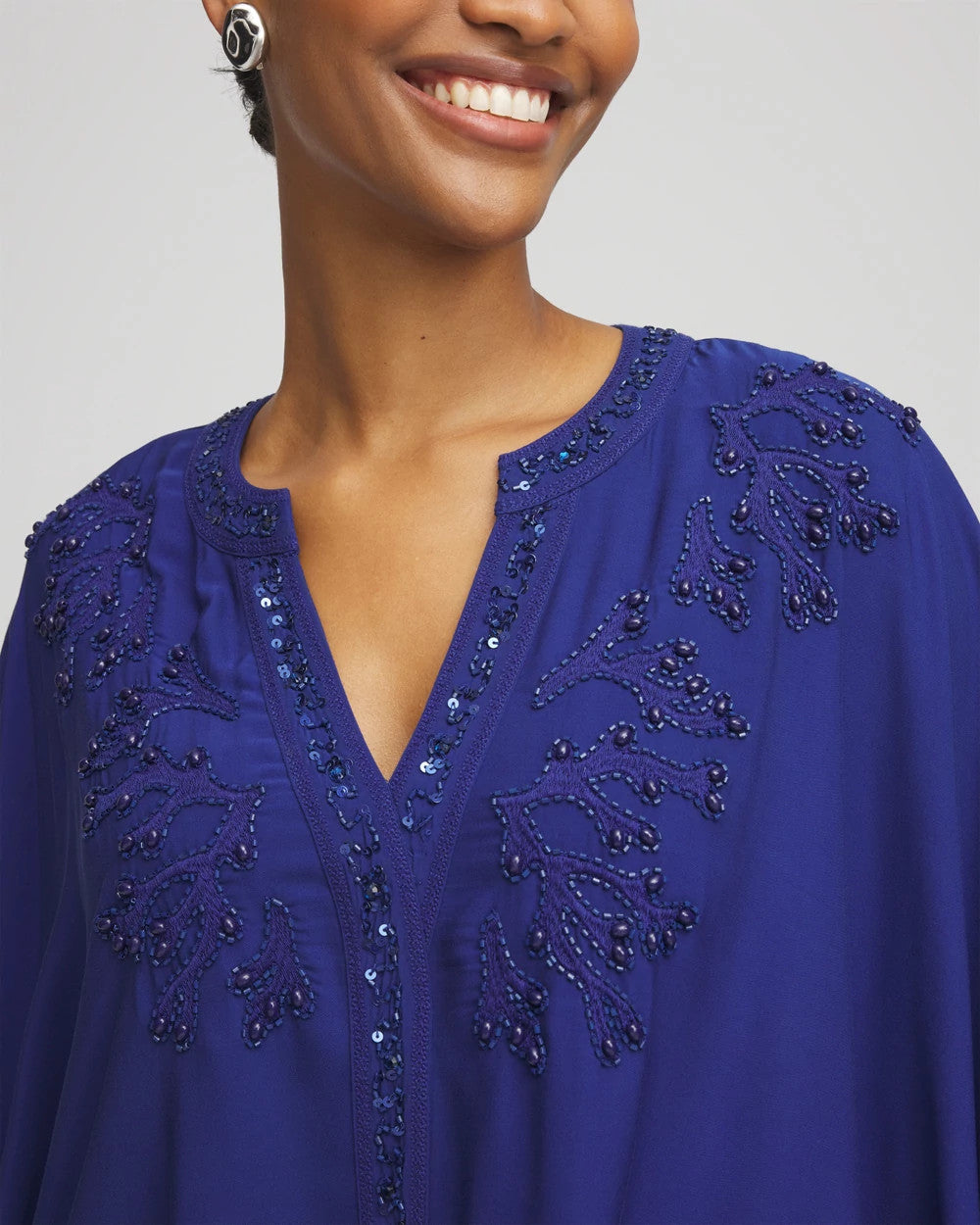 Chico's Featured - Embellished Kaftan Dress Blue Casa