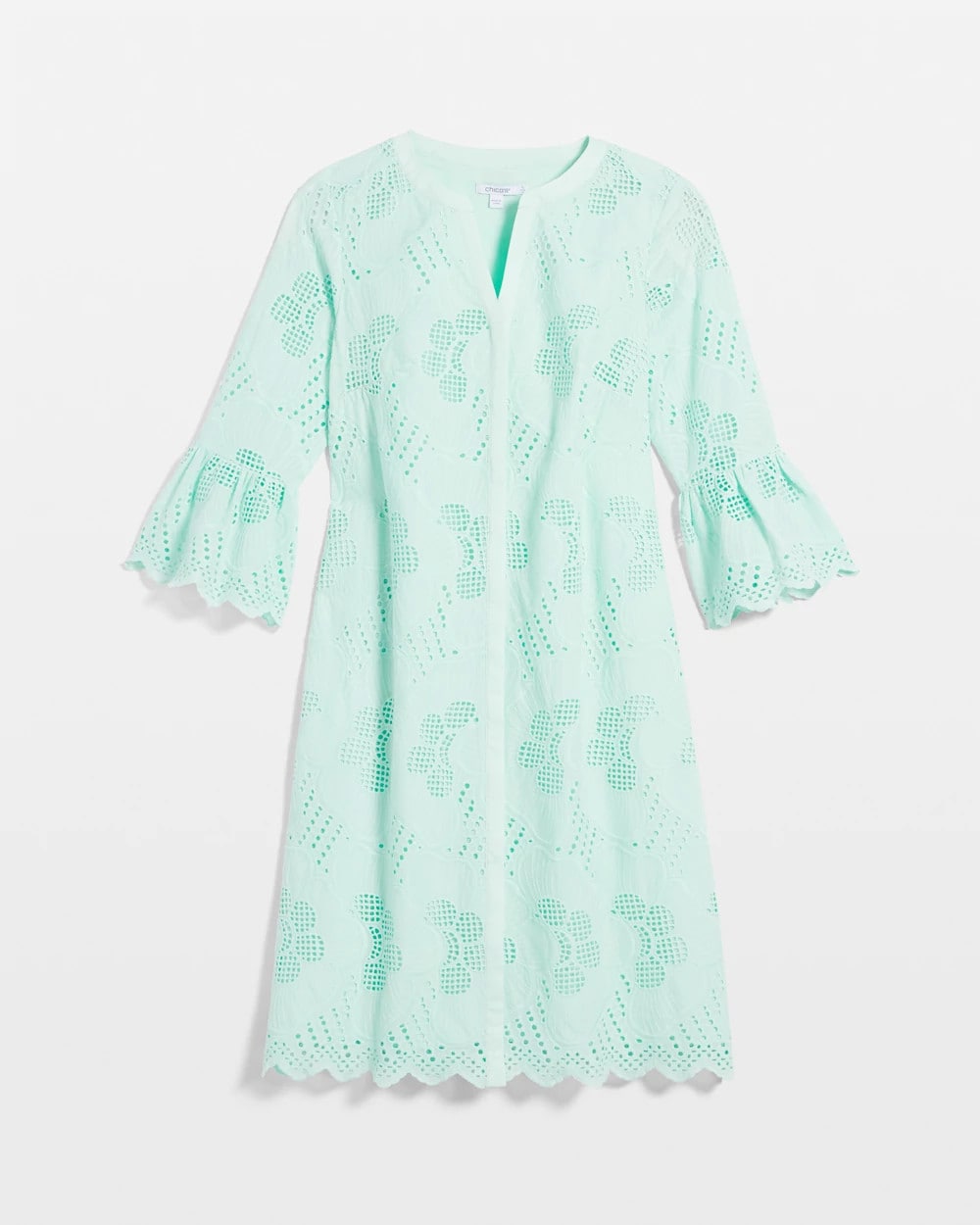 Chico's Great Value - Eyelet Cotton Voile Dress Teal Waters