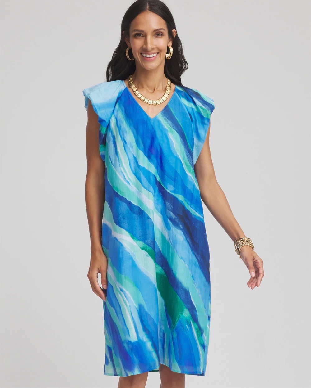 Chico's Everyday - Cotton-Silk Voile Popover Dress Multi