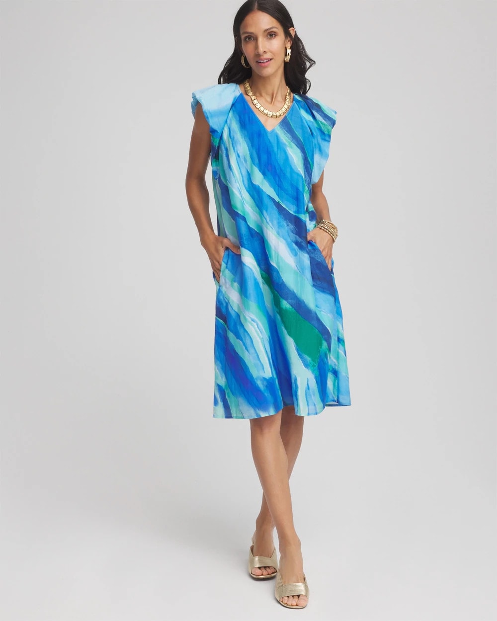 Chico's Everyday - Cotton-Silk Voile Popover Dress Multi