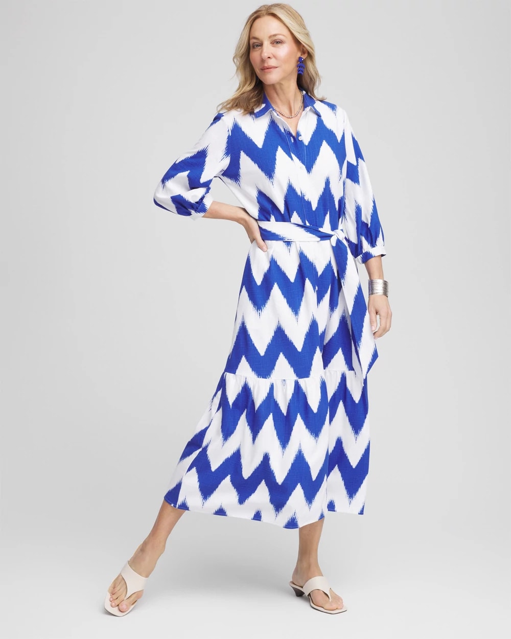 Chico's Best Seller - Chevron Striped Shirtdress Alabaster