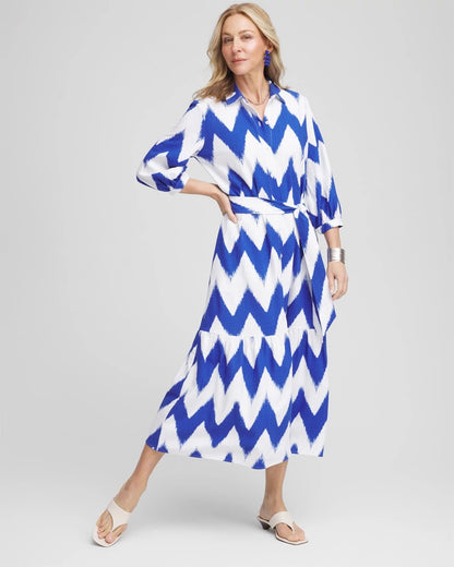 Chico's Best Seller - Chevron Striped Shirtdress Alabaster
