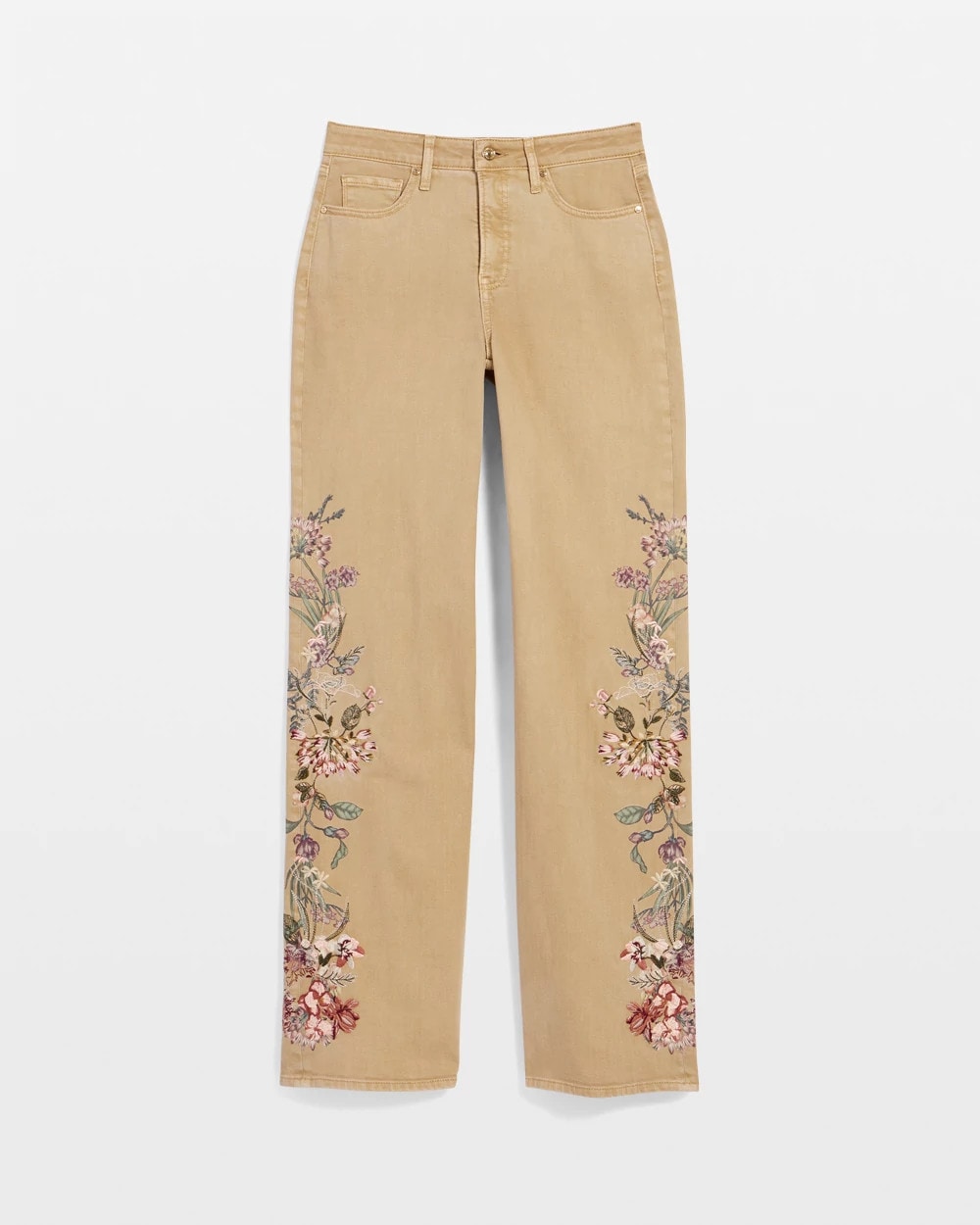 Chico's Everyday - Embroidered High-Rise Wide-Leg Jeans Cafe Aroma