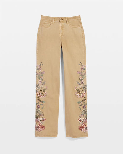 Chico's Everyday - Embroidered High-Rise Wide-Leg Jeans Cafe Aroma