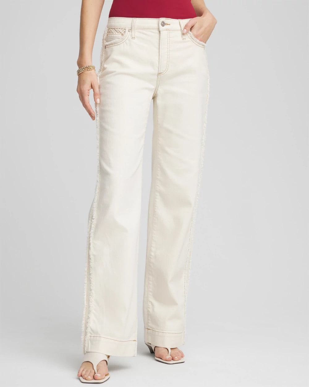 Chico's Best Price - Sea Salt High-Rise Frayed Jeans Natural Seeded