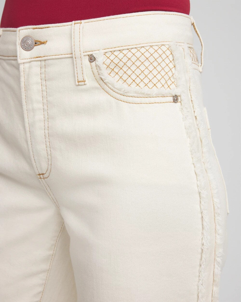 Chico's Best Price - Sea Salt High-Rise Frayed Jeans Natural Seeded
