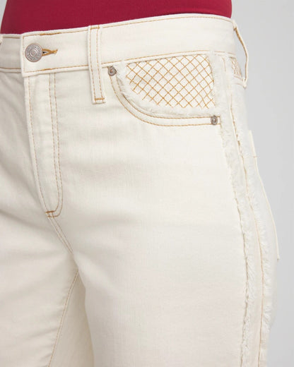Chico's Best Price - Sea Salt High-Rise Frayed Jeans Natural Seeded