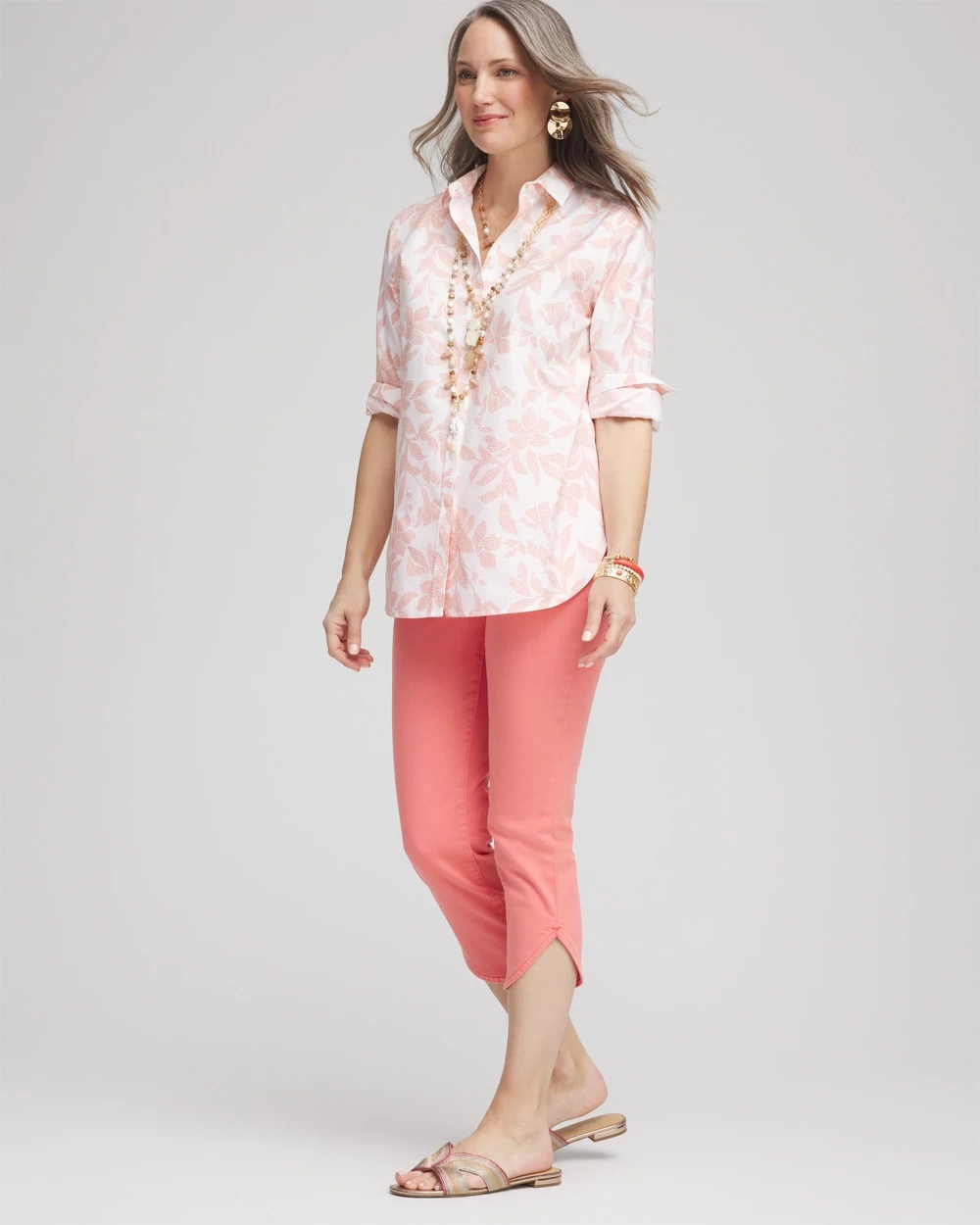 Chico's Special Offer - Pull-On Dolphin-Hemmed Capri Jeans Melon Mambo