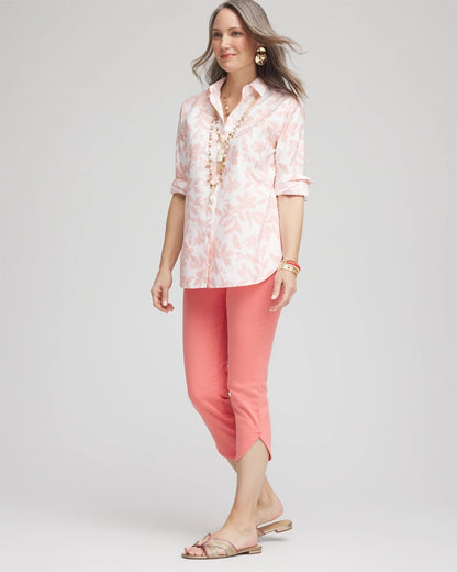 Chico's Special Offer - Pull-On Dolphin-Hemmed Capri Jeans Melon Mambo