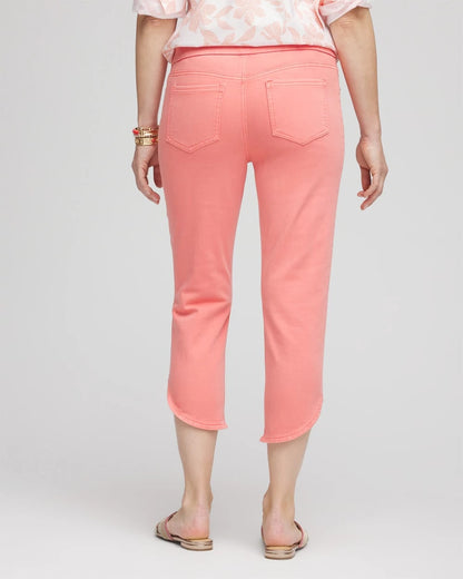 Chico's Special Offer - Pull-On Dolphin-Hemmed Capri Jeans Melon Mambo