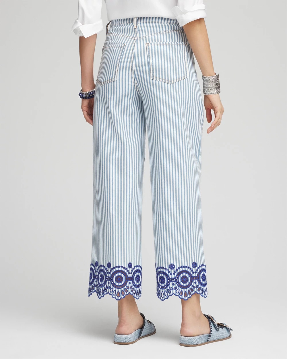 Chico's Smart Buy - Eyelet High-Rise Wide Cropped Jeans Blue