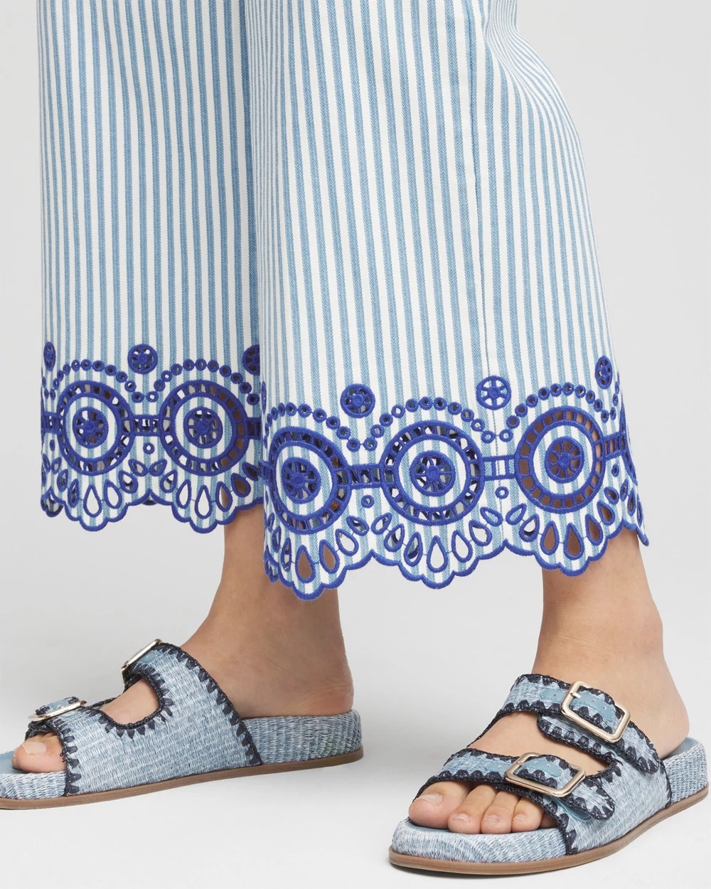 Chico's Smart Buy - Eyelet High-Rise Wide Cropped Jeans Blue