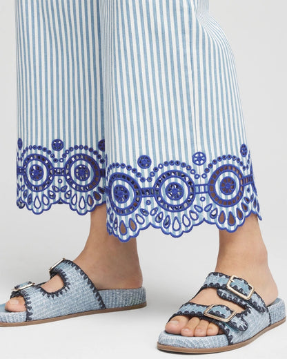 Chico's Smart Buy - Eyelet High-Rise Wide Cropped Jeans Blue