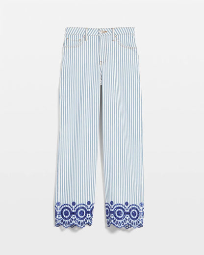 Chico's Smart Buy - Eyelet High-Rise Wide Cropped Jeans Blue