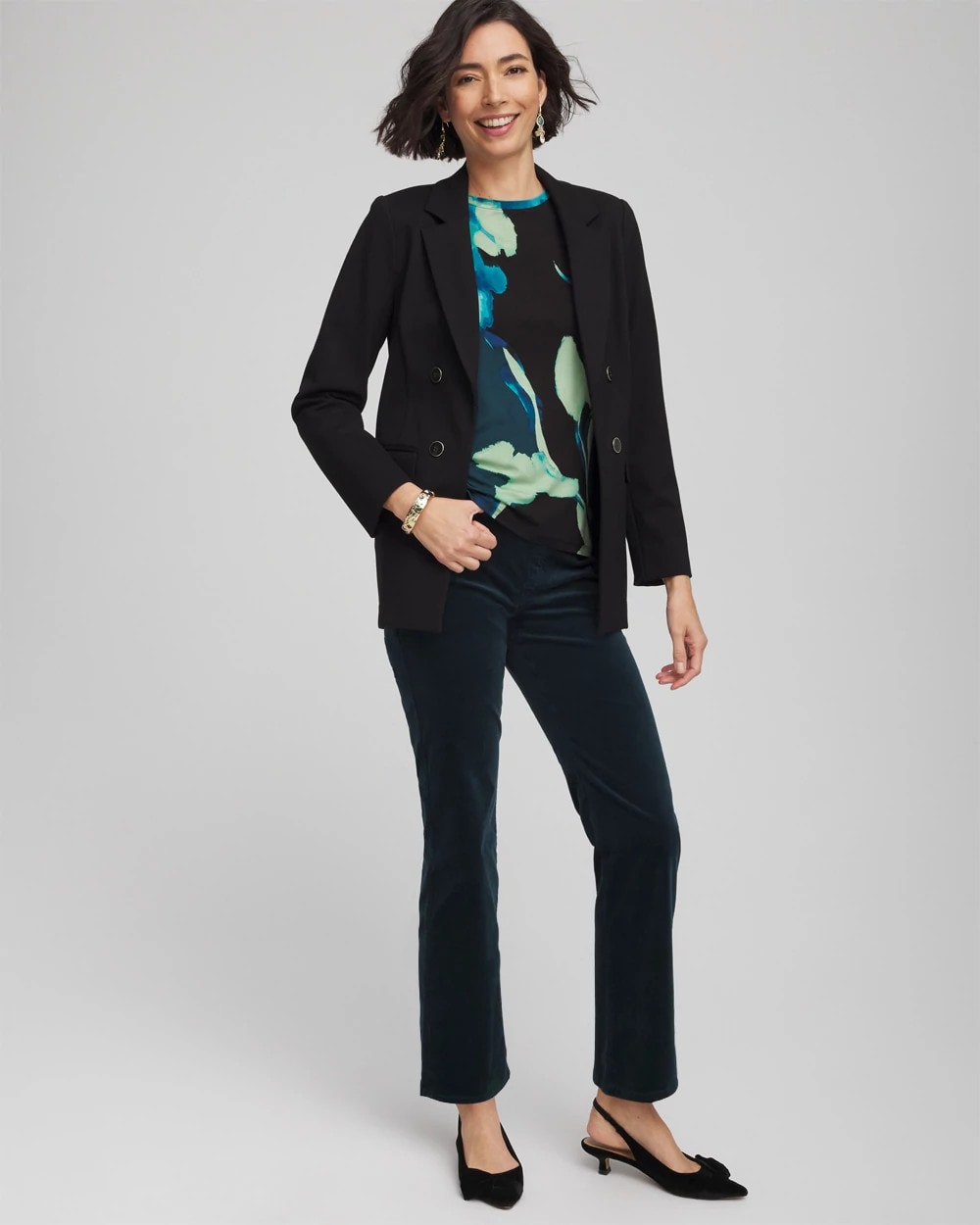 Chico's Premium - Velveteen Pull-On Flared Jeans Teal Shadow