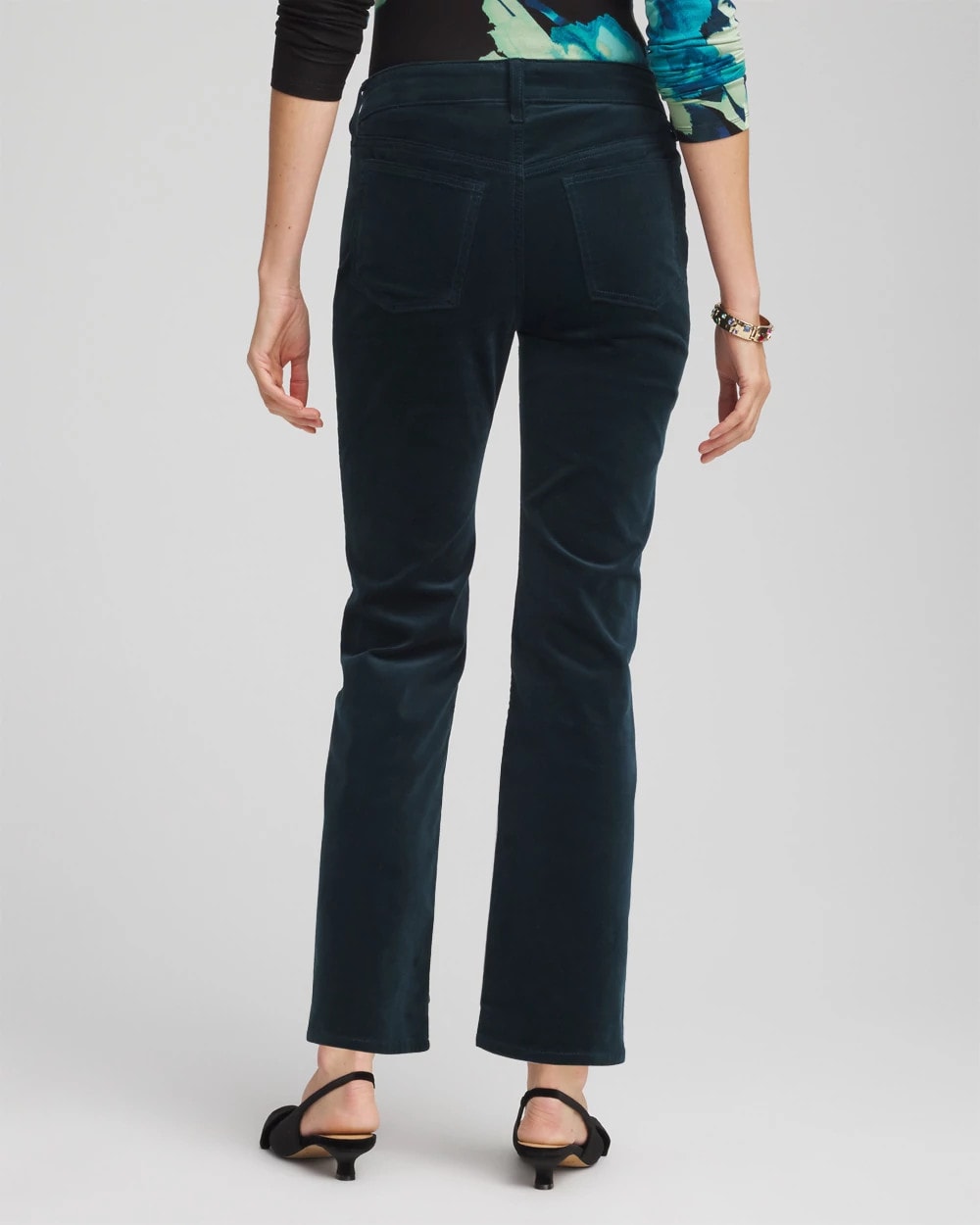 Chico's Premium - Velveteen Pull-On Flared Jeans Teal Shadow