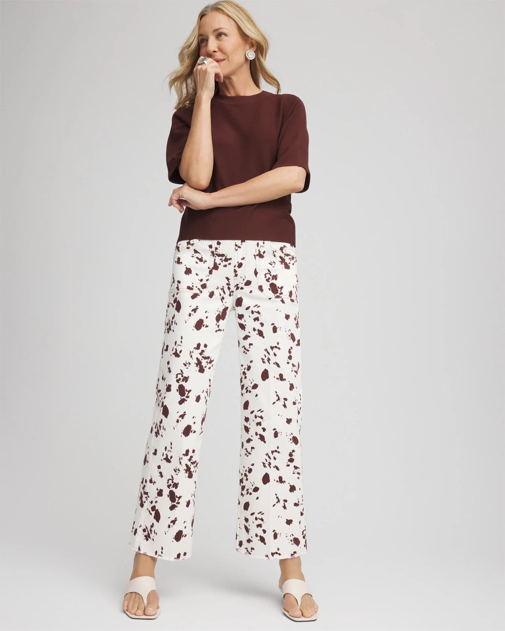 Chico's Trending - Pampas Pony Pull on Wide Crop Ecru