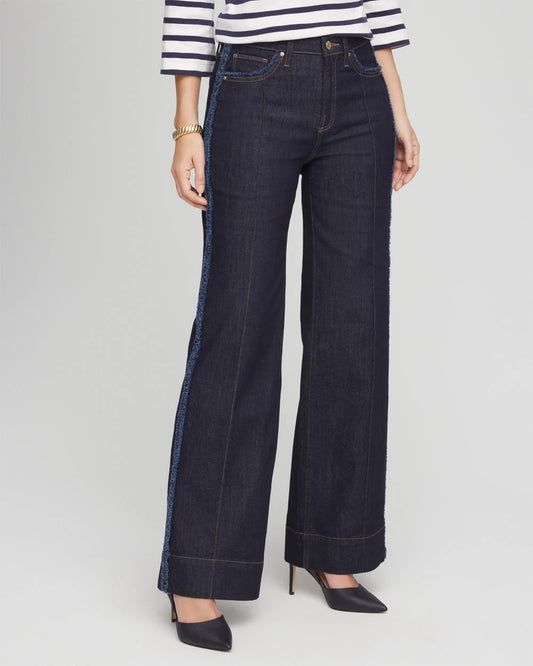 Chico's Featured - Petite Frayed High-Rise Wide-Leg Jeans Cedar Rinse