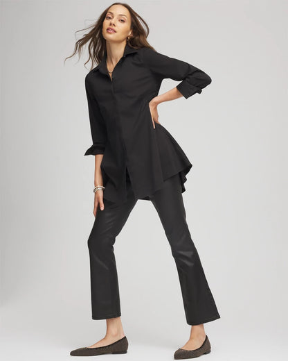 Chico's Latest - Coated Girlfriend Cropped Flared Jeans Black