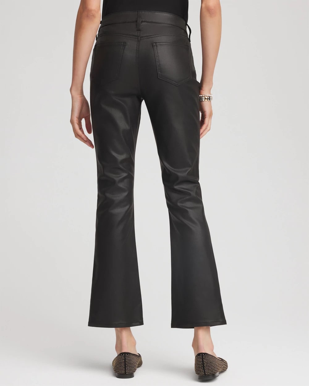 Chico's Latest - Coated Girlfriend Cropped Flared Jeans Black
