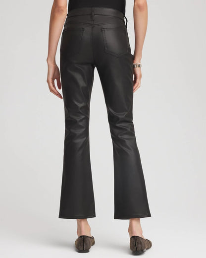 Chico's Latest - Coated Girlfriend Cropped Flared Jeans Black