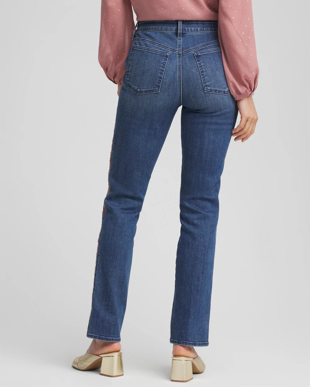 Chico's Customer Favorite - Lace Embroidered Pull-On Straight Jeans Alpine Indigo