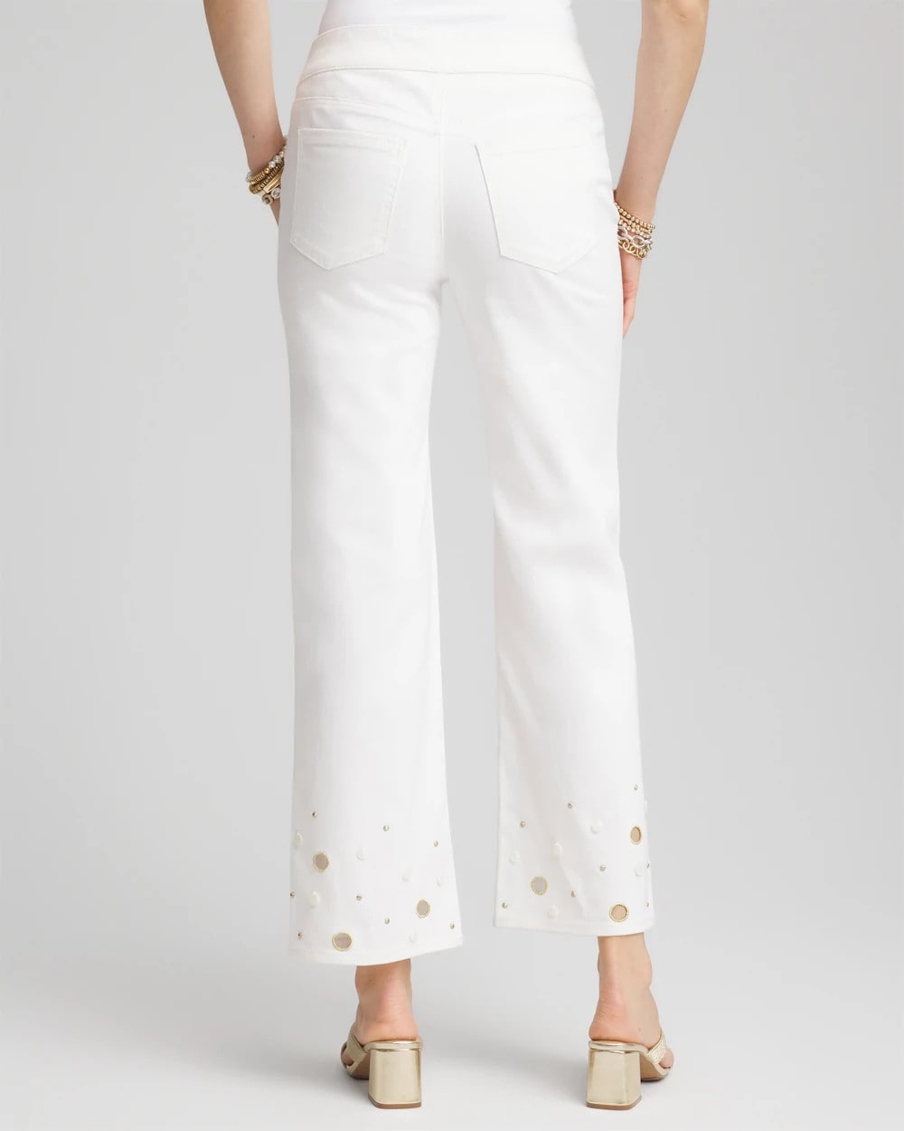 Chico's Essential - Pull-On Embellished Straight-Leg Cropped Jeans Alabaster