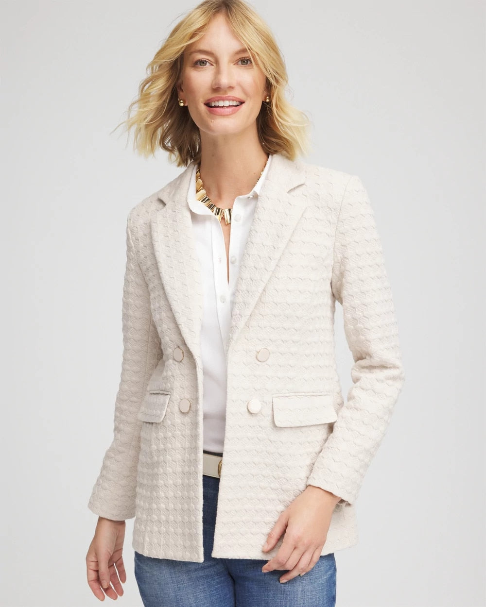 Chico's Value - Textured Knit Blazer Smokey Taupe