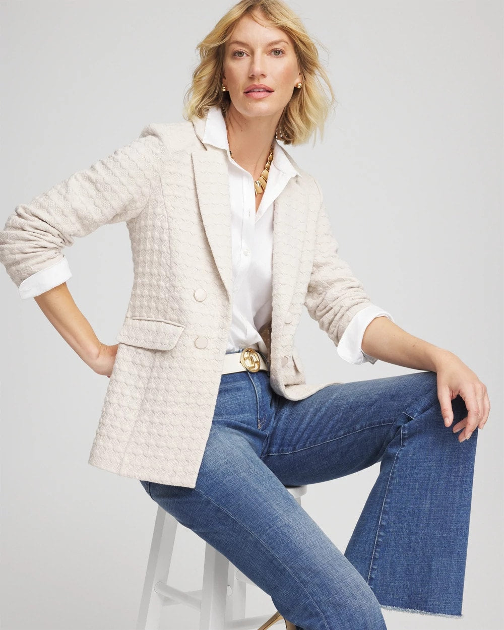 Chico's Value - Textured Knit Blazer Smokey Taupe