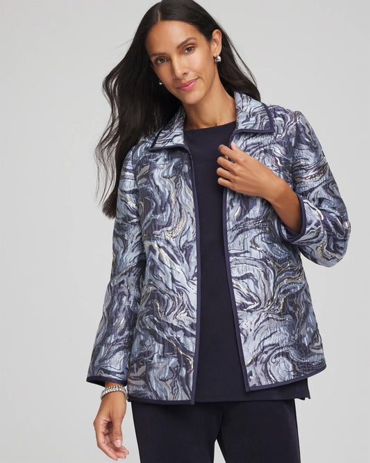 Chico's New - Travelers™ Jacquard Swirl Jacket Travelers India Ink