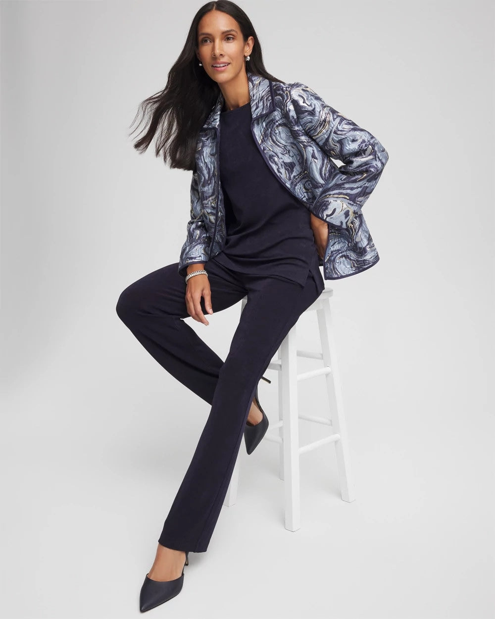 Chico's New - Travelers™ Jacquard Swirl Jacket Travelers India Ink
