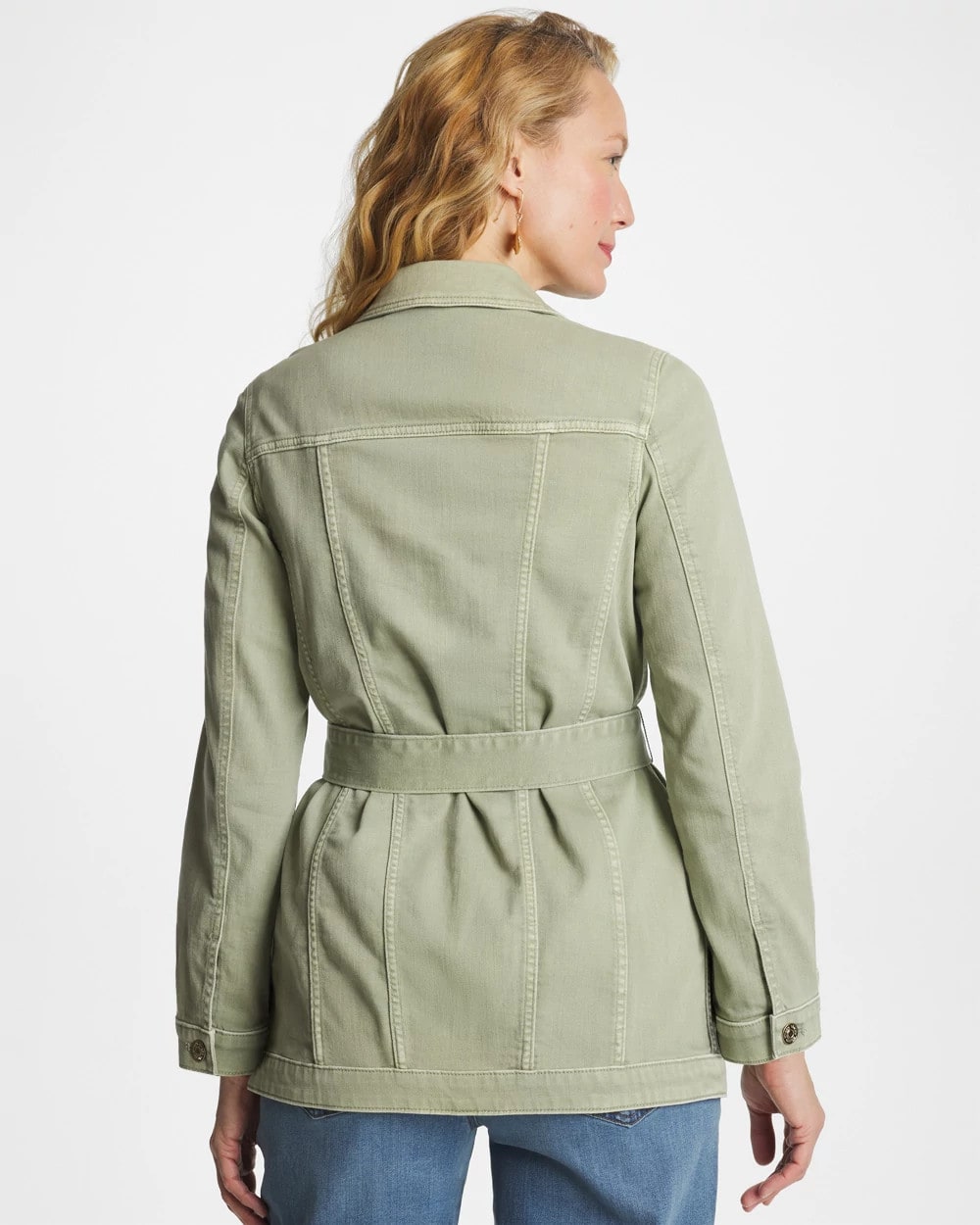 Chico's Customer Favorite - Elongated Belted Denim Jacket Seagrass Green