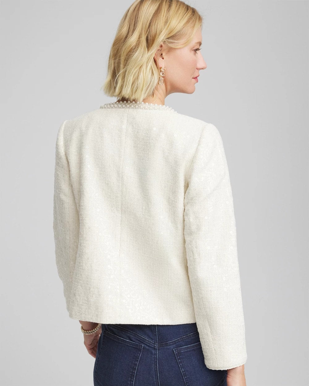 Chico's Everyday - Pearl Trim Tweed Jacket English Cream
