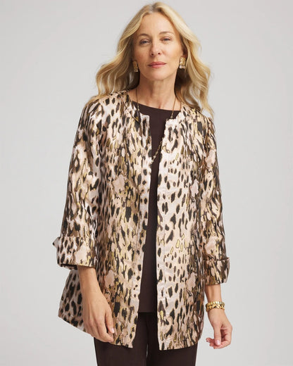 Chico's Popular - Travelers™ Collection Animal Jacquard Jacket Deep Taupe