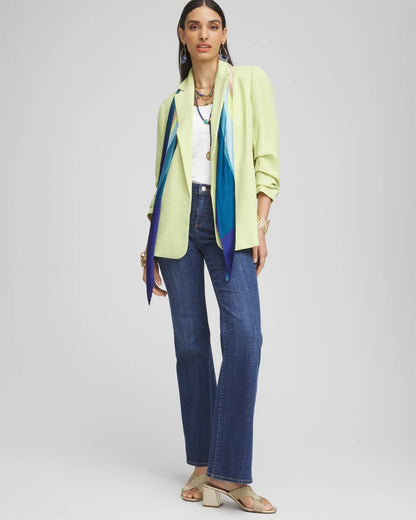 Chico's Recommended - Notched-Lapel Ruched Sleeve Blazer Frozen Lime