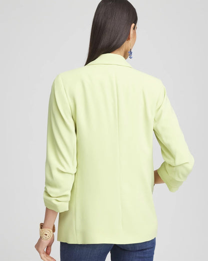 Chico's Recommended - Notched-Lapel Ruched Sleeve Blazer Frozen Lime