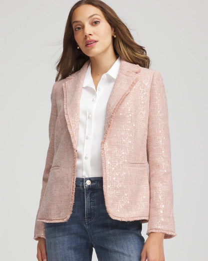 Chico's Best Price - Party Tweed Sequins Blazer Pink
