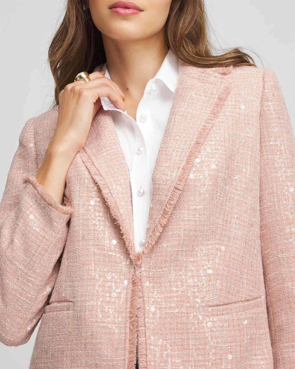Chico's Best Price - Party Tweed Sequins Blazer Pink
