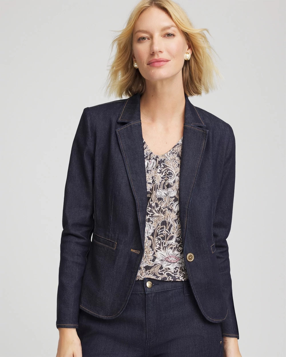 Chico's Hot Sale - Denim Peplum Blazer Cedar Rinse
