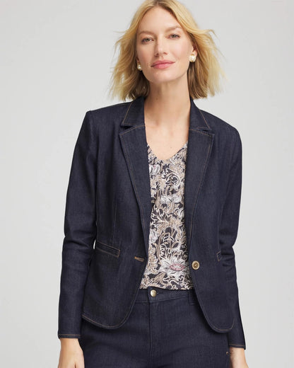 Chico's Hot Sale - Denim Peplum Blazer Cedar Rinse