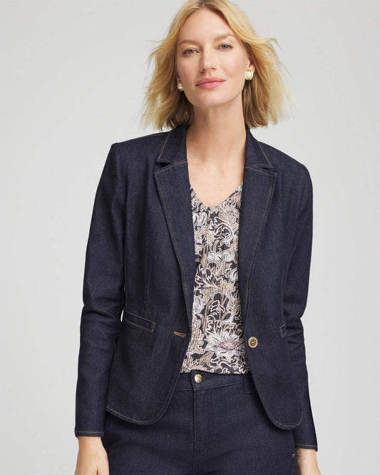 Chico's Hot Sale - Denim Peplum Blazer Cedar Rinse