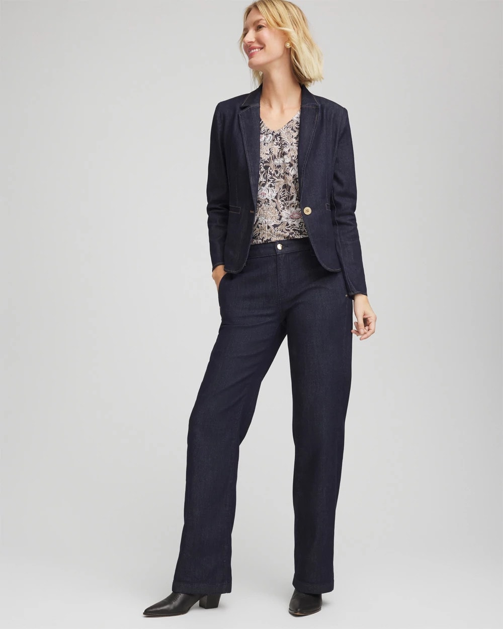Chico's Hot Sale - Denim Peplum Blazer Cedar Rinse