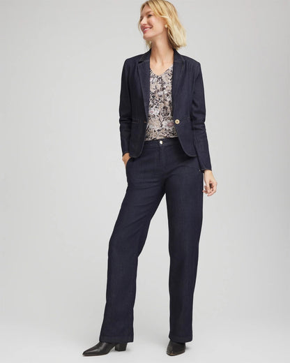 Chico's Hot Sale - Denim Peplum Blazer Cedar Rinse